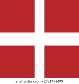Bandeira dinamarquesa com cruz branca sobre fundo vermelho