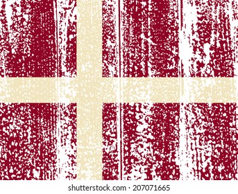 Danish grunge flag. Vector illustration. Grunge effect can be cleaned easily.