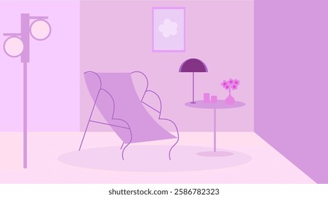Danish indoor interior flat scene vector illustration.