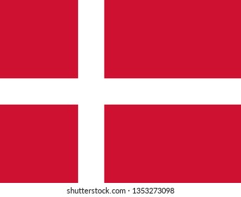 Danish or Kingdom of Denmark official flag symbol icon flat vector