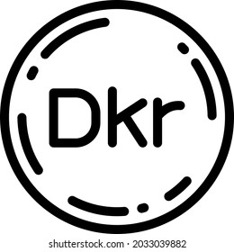 Dänische Krone-Münzsymbol, Vektorgrafik