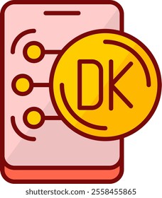 Danish Krone Filled Style Icon Design