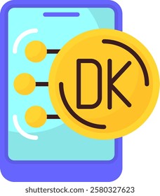 Danish Krone Flat Style Icon Design