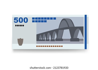 Danish Krone Vector Illustration. Denmark, Greenland, Faroe Islands money set bundle banknotes. Paper money 500 Kr. Flat style. Isolated on white background. Simple minimal design.