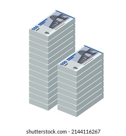 Danish Krone Vector Illustration. Denmark, Greenland, Faroe Islands money set banknotes. Paper money 500 Kr. Flat style. Isolated on white background. Simple minimal design.
