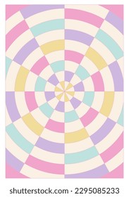 Danish pastel checkered poster design. Trendy circles abstract geometric background. Y2K aesthetic. Vector illustration.