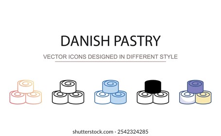 Danish Pastry icon design with white background stock illustration