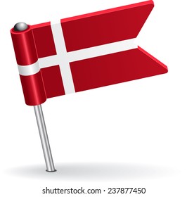 Danish pin icon flag. Vector illustration Eps 8.