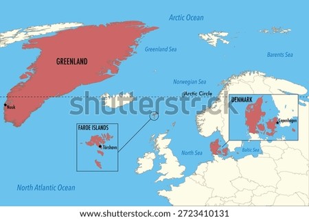 Danish Realm Map – Denmark, Greenland and Faroe Islands Territories