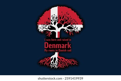 Danish roots and symbolism: a tree with the Danish flag, embodying national pride and love for nature	