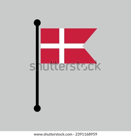 danish speaking cartoon boy with speech bubble in flag of Denmark colors, male character learning danish language vector illustration, black line sketch