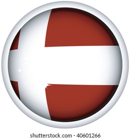 Danish sphere flag button, isolated vector on white