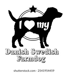 Danish Swedish Farmdog. dog silhouette, i love my dog,  dog, dog breeds, logo, vector, silhouette, animal, illustration, icon, sign, black, pet,