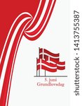 Danish text: June 5, Constitution Day. Happy Constitution Day of Denmark vector illustration. Suitable for greeting card, poster and banner 