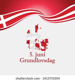 Danish text: June 5, Constitution Day. Happy Constitution Day of Denmark vector illustration. Suitable for greeting card, poster and banner 