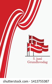 Danish text: June 5, Constitution Day. Happy Constitution Day of Denmark vector illustration. Suitable for greeting card, poster and banner 