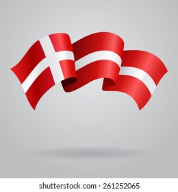 Danish waving Flag. Vector illustration Eps 8.