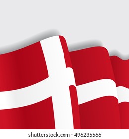 Danish waving Flag. Vector illustration.