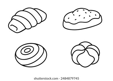 Danishes delicate line art vintage pastry illustration