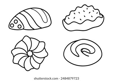 Danishes minimalist line art classic pastry elegance