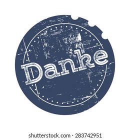 Danke blue rubber stamp/vector illustration in retro style