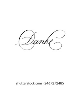 Danke Calligraphy Flourish style vector simple black color