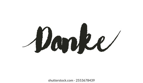 Danke card. Hand drawn thank you quote in German. Modern brush calligraphy. Isolated on white background