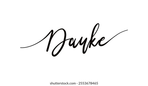 Danke card. Hand drawn thank you quote in German. Modern brush calligraphy. Isolated on white background