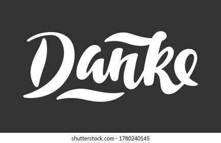 Danke (eng: Thanks) vector hand drawn lettering in German