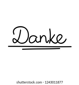 Danke german text translation Thank You calligraphy hand drawn lettering vector illustration