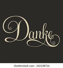 Danke Hand Lettering Monochrome Handmade Calligraphy Stock Vector 