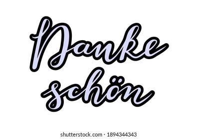 Danke schon hand lettering vector thank you so much in German language. gratitude and Thanksgiving quotes and pharses for cards, banners, posters design. 