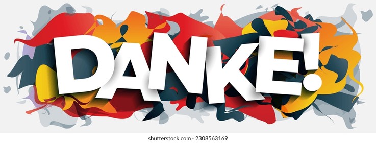 ''Danke!'' sign on the colorful abstract background. Creative banner or header for a website.