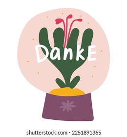 Danke sticker. Thank you in German. Vector illustration.