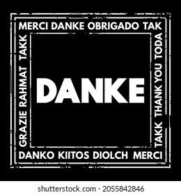 Danke (Thank You in German) stamp concept in many languages