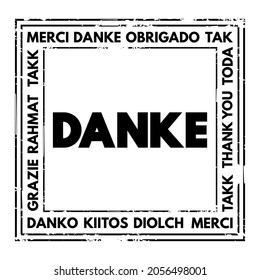 Danke (Thank You in German) stamp concept in many languages