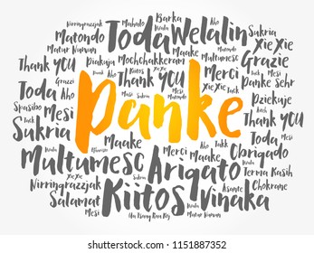 Danke (Thank You in German) Word Cloud background, all languages, multilingual for education or thanksgiving day