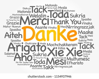 Danke (Thank You in German) Word Cloud background, all languages, multilingual for education or thanksgiving day