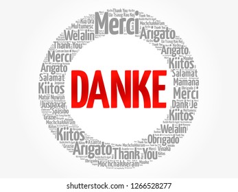 Danke (Thank You in German) word cloud in different languages, concept background