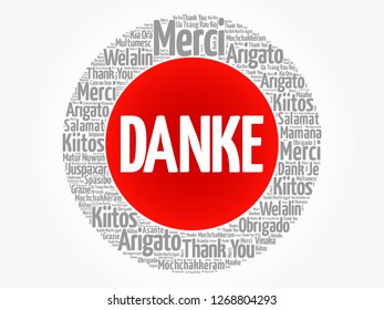 Danke Thank You in German word cloud in different languages, concept background