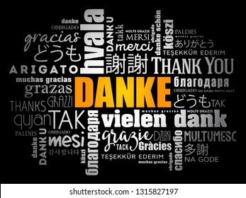 Danke (Gracias en alemán) Word Cloud Background en diferentes idiomas