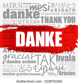 Danke (Gracias en alemán) Word Cloud Background en diferentes idiomas