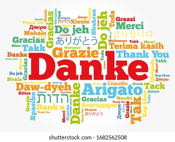 Danke (Thank You in German) Word Cloud in different languages