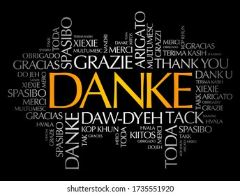 Danke (Gracias en alemán) Word Cloud Background en diferentes idiomas