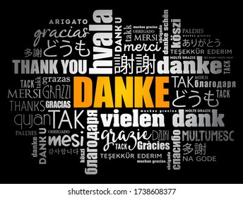 Danke (Gracias en alemán) Word Cloud Background en diferentes idiomas