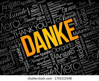 Danke (Gracias en alemán) Word Cloud Background en diferentes idiomas