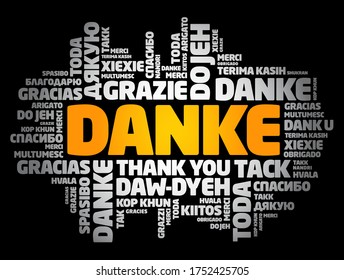 Danke (Gracias en alemán) Word Cloud Background en diferentes idiomas