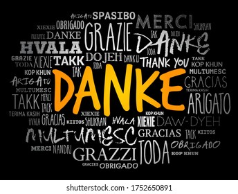 Danke (Gracias en alemán) Word Cloud Background en diferentes idiomas