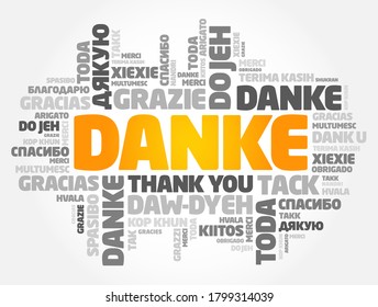 Danke (Gracias en alemán) Word Cloud Background en diferentes idiomas