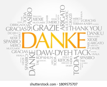 Danke (Gracias en alemán) Word Cloud Background en diferentes idiomas